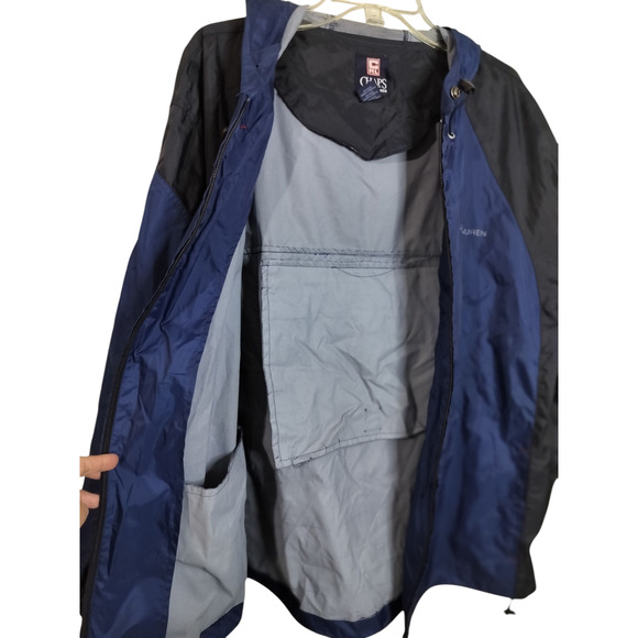 M630) Vtg Chaps Ralph Lauren Blue Nylon Windbreaker Rain Jacket Medium - Picture 2 of 10